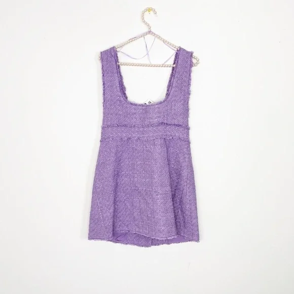 New Zara Tweed Rhinestone Button Dress - Picture 7 of 10